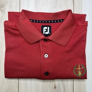 FooTjoy Golf Polo Shirt Performance Mens Medium WATERTOWN COUNTRY CLUB Red